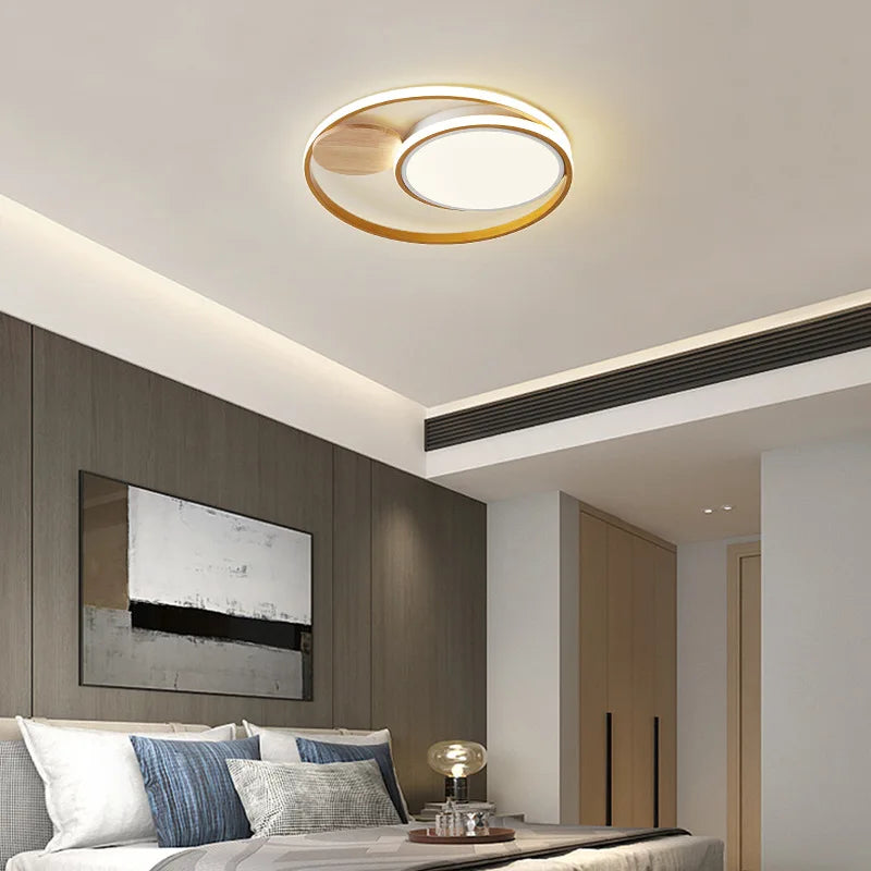 plafonniers led modernes style japonais en bois acrylique - vue 6 sur 8