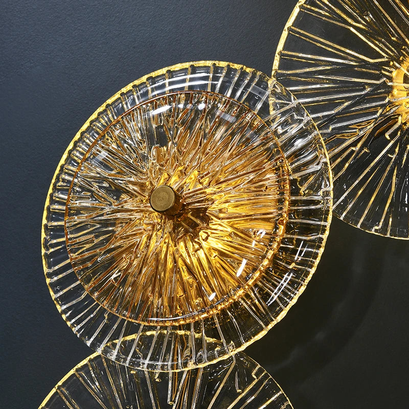 lampe à poser postmoderne en verre et fer doré lotus - vue 5 sur 10