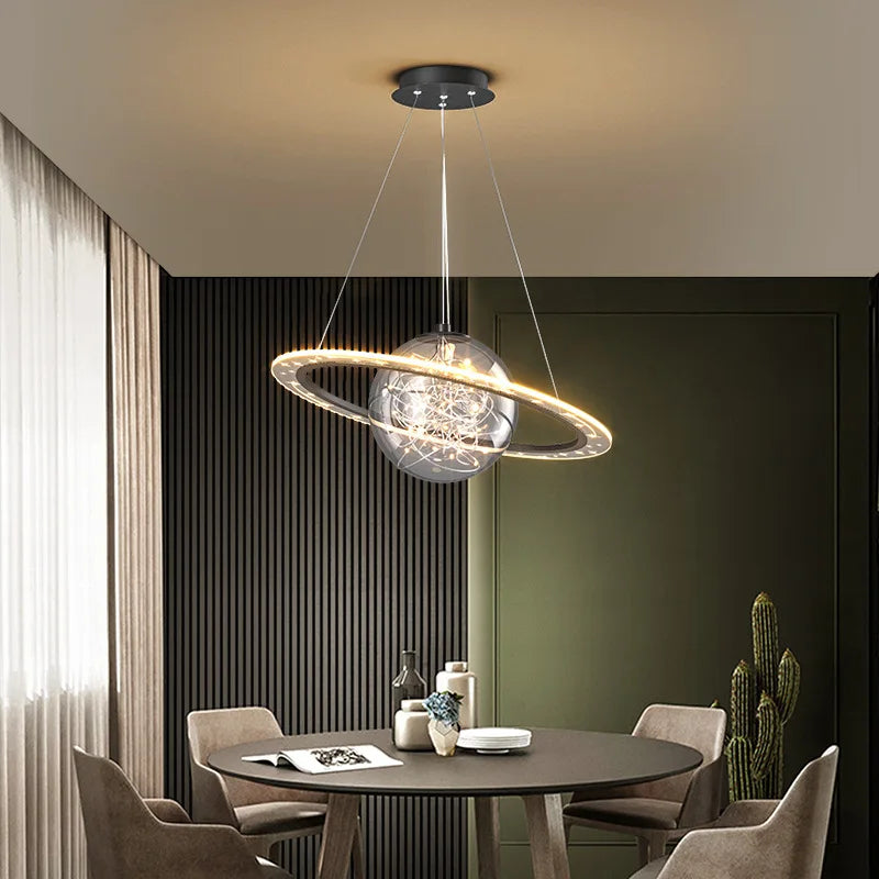 lustre led style post-moderne acrylique étoilé pour maison - vue 3 sur 9