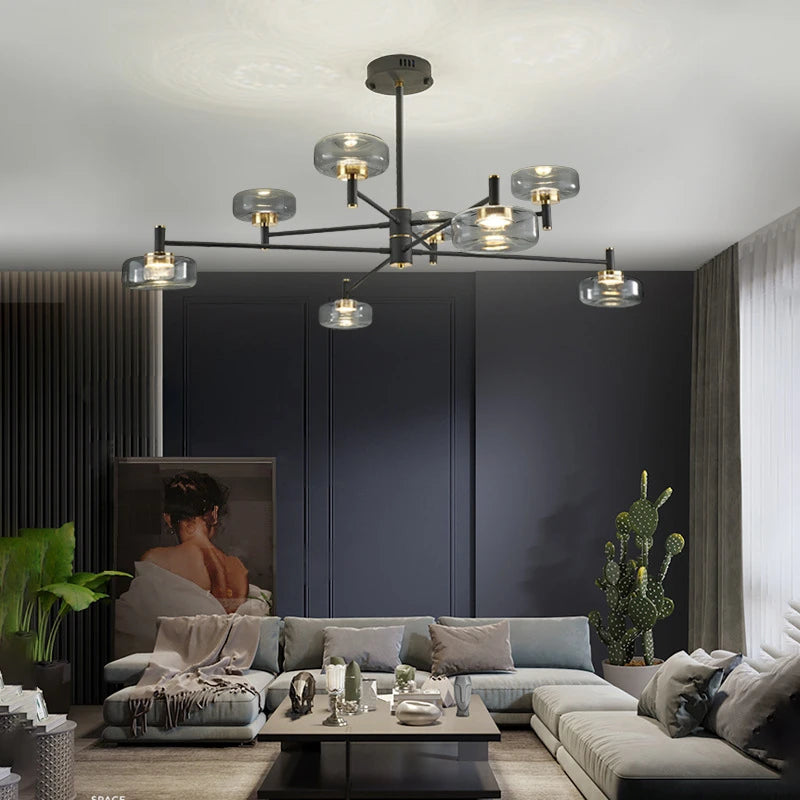 lustre post-moderne de luxe en verre nordique éclairage led - vue 5 sur 12