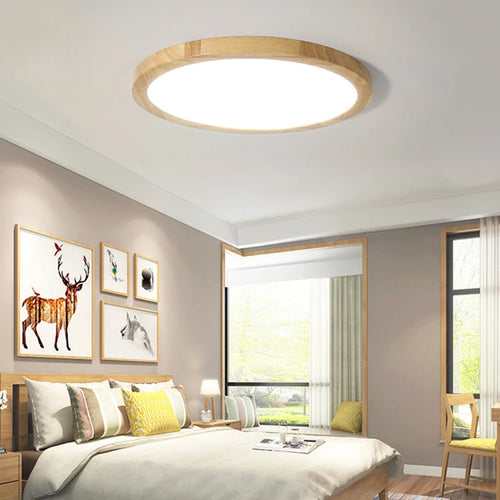 plafonnier led en bois véritable pour éclairage intérieur - vue 3 sur 14