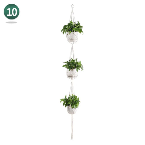 panier suspendu en macramé pour plantes artisanales décoration intérieure