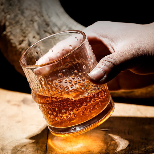 Lot 4 verres whisky style old fashioned relief