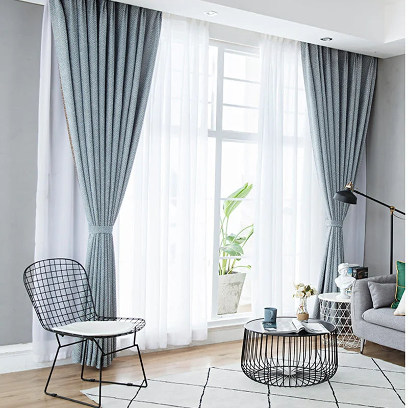 Rideau occultant motif géométrique style moderne sur mesure - vue 5 sur 11