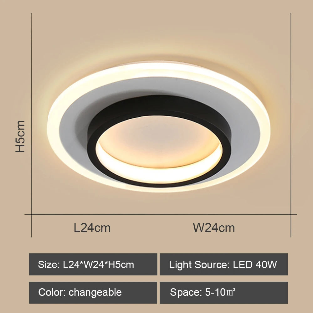 lustre led allée plafonnier noir blanc - vue 9 sur 12