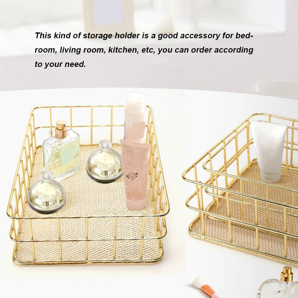 panier de rangement en fer doré pour bureau et fournitures - vue 5 sur 7