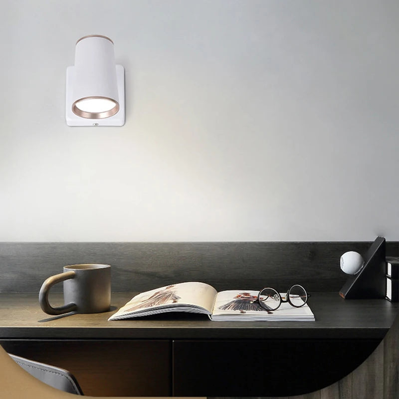 lampe de chevet led rotative à 360 degrés pour maison hôtel - vue 7 sur 8