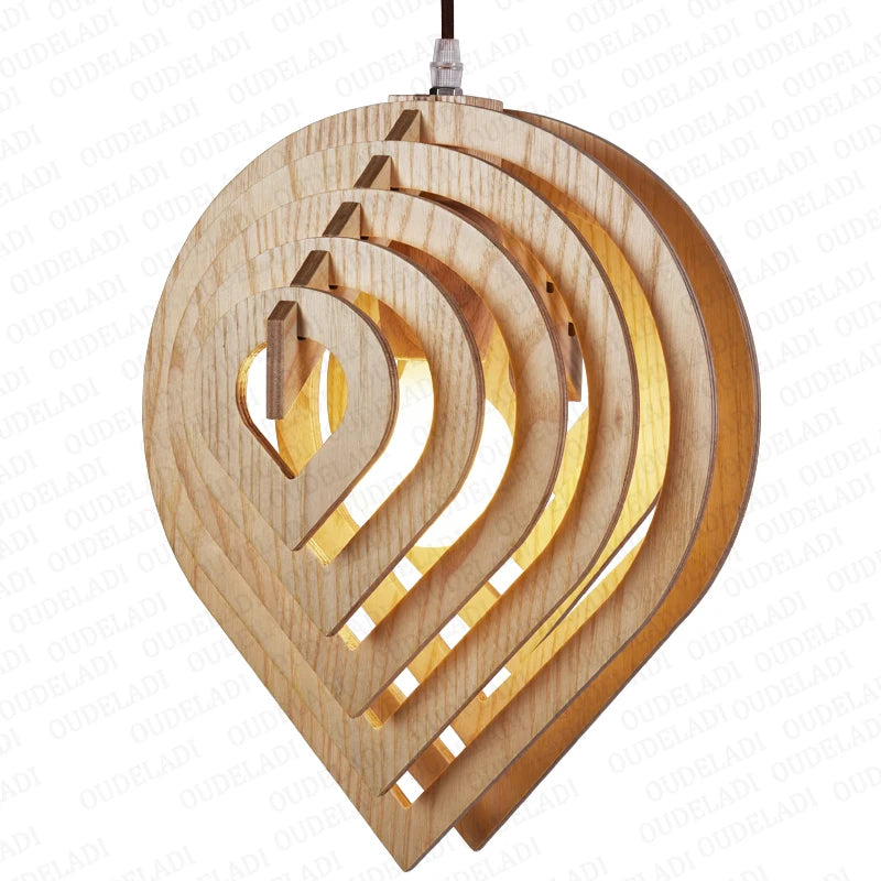 suspension en bois moderne style nordique goutte d'eau décorative idéale loft - vue 6 sur 11