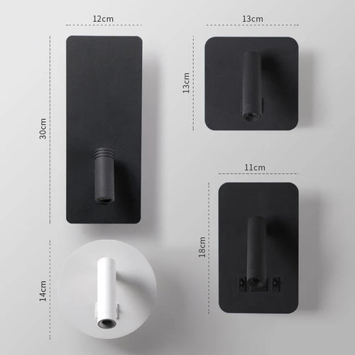 applique murale noir et blanc Led minimaliste lampe de chevet chambre hôtel avec interrupteur de projecteur Applique murale déco pour la maison - vue 5 sur 14