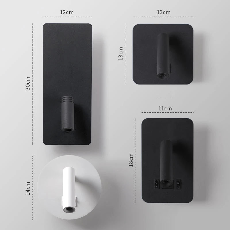 applique murale noir et blanc Led minimaliste lampe de chevet chambre hôtel avec interrupteur de projecteur Applique murale déco pour la maison - vue 5 sur 14