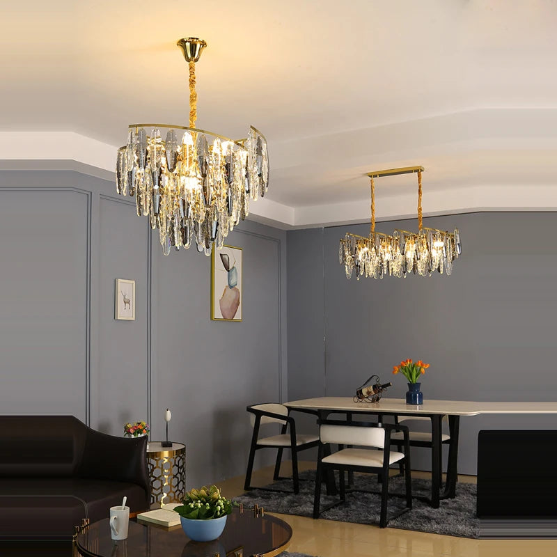 lustre art déco design en cristal et métal élégant - vue 7 sur 10