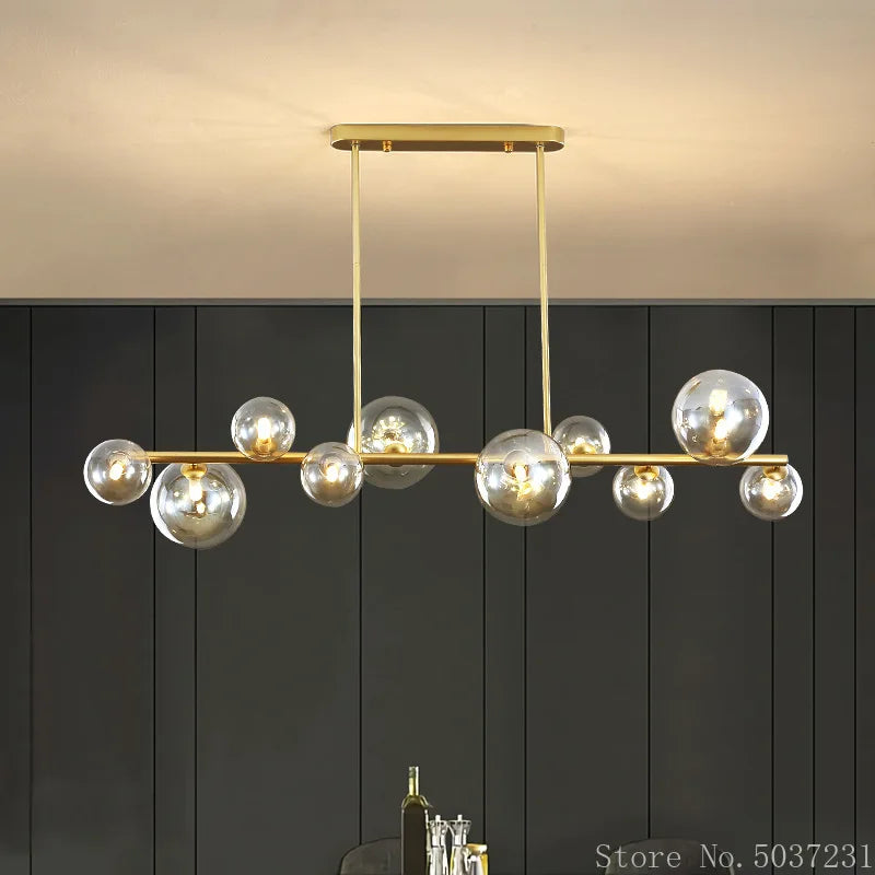 lustre led nordique moderne en boule de verre éclairage industriel - vue 4 sur 13