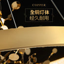 lustre led de luxe moderne en cuivre pour hôtel