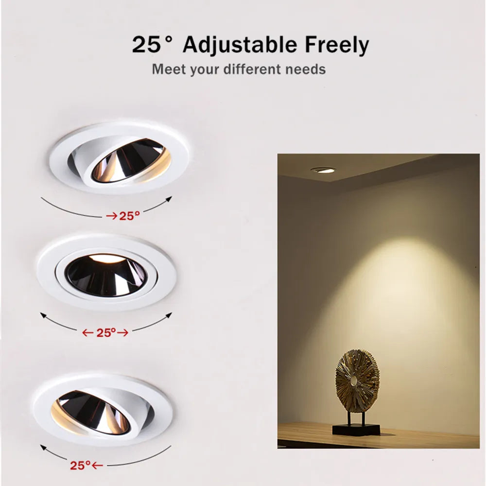 plafonnier encastré moderne en aluminium anti-éblouissement réglable pour intérieur - vue 4 sur 8