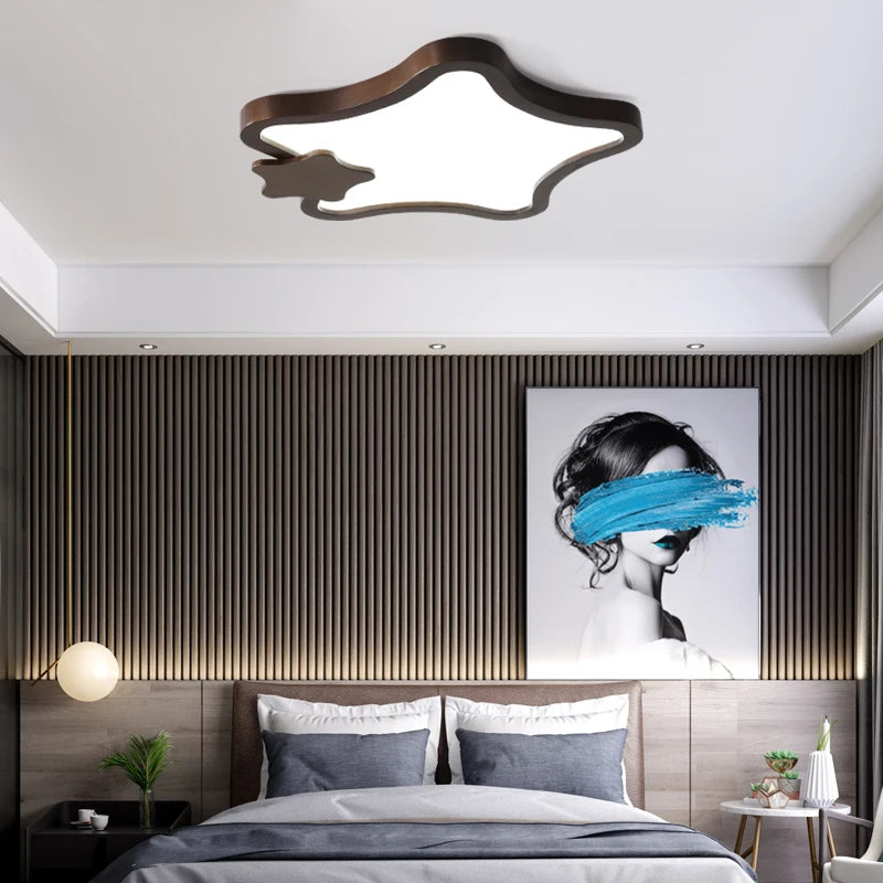 Minimalist star wooden decorative ceiling light - vue 4 sur 10