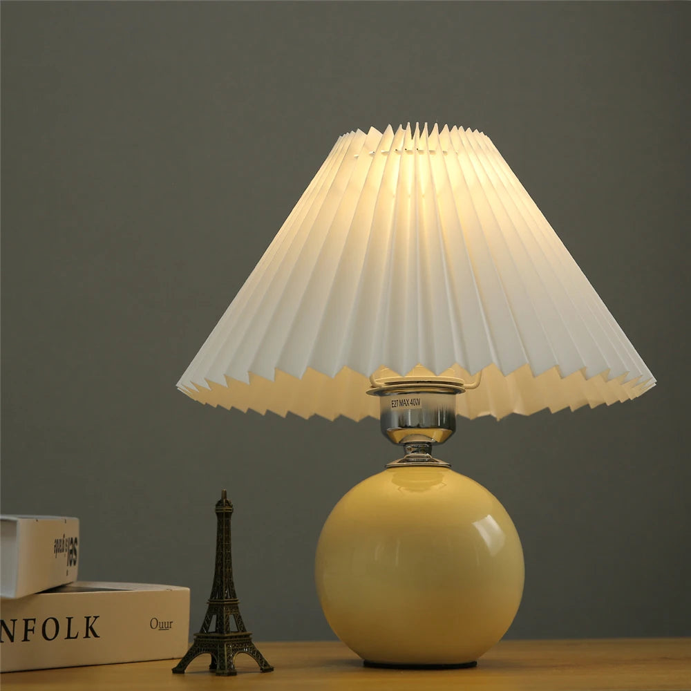 Lampe plissée bois rotin moderne LED bureau et table - vue 2 sur 21