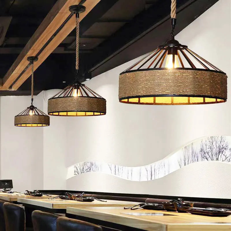 Vintage industrial rope kitchen pendant light - vue 4 sur 7