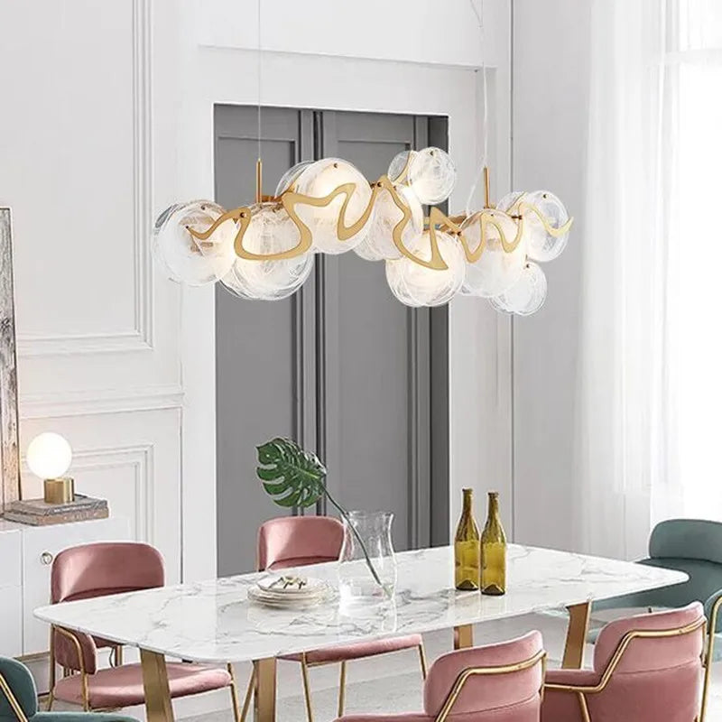 lustre rond en verre et fer pour éclairage intérieur - vue 11 sur 12