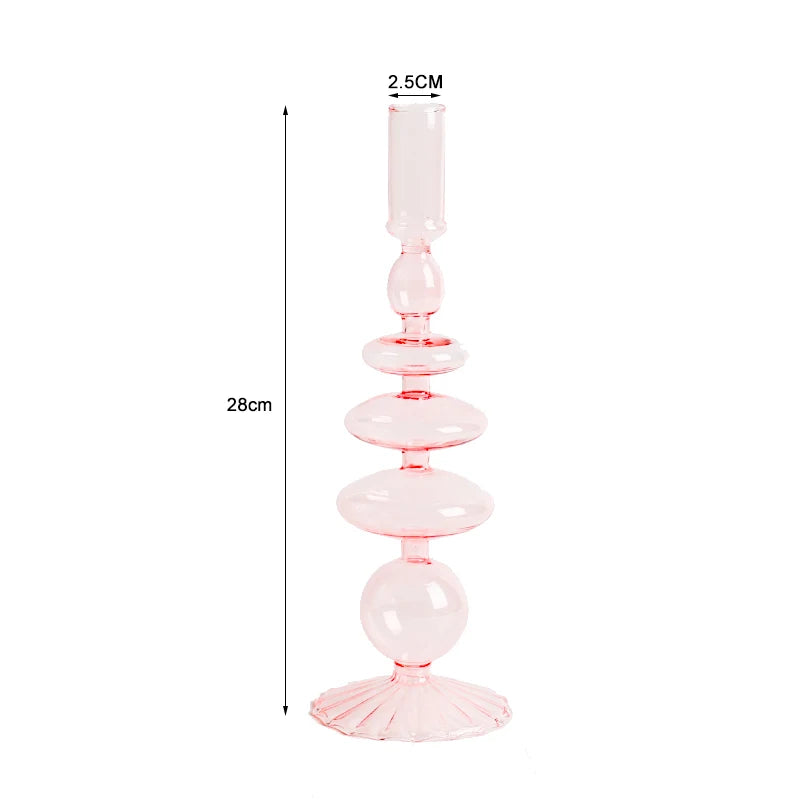 Nordic Glass candle holders, romantic Dinner home decoration, candlestick for birthday wedding, candle holder portavelas decor - vue 18 sur 31