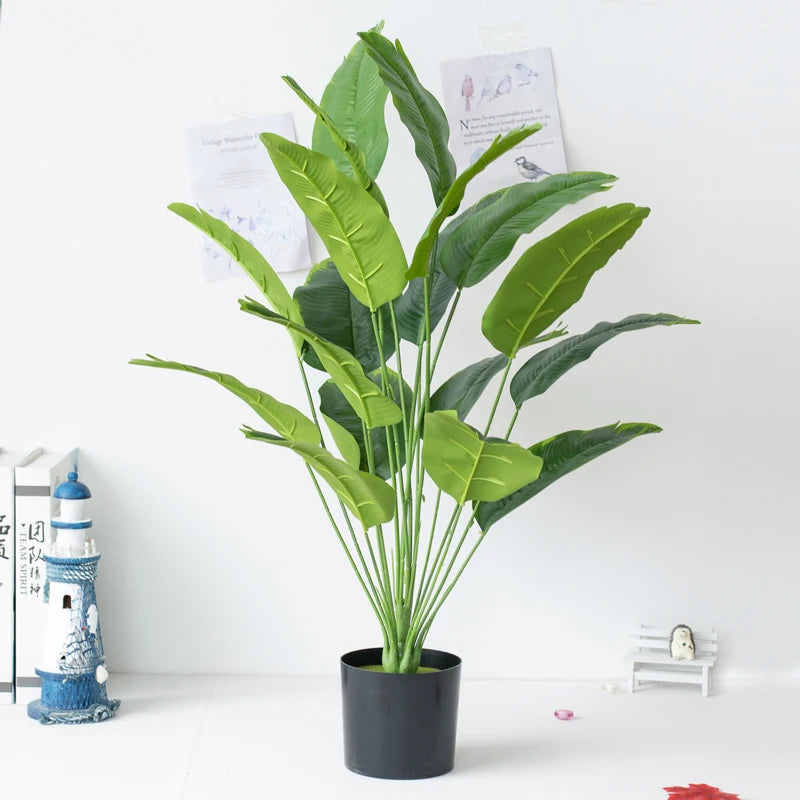 plantes tropicales bananier artificiel avec feuilles de palmier décoratives - vue 6 sur 10