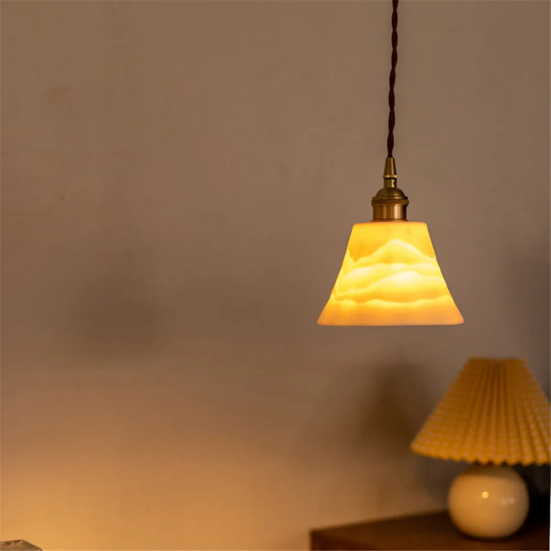 suspension loft style antique led en laiton céramique