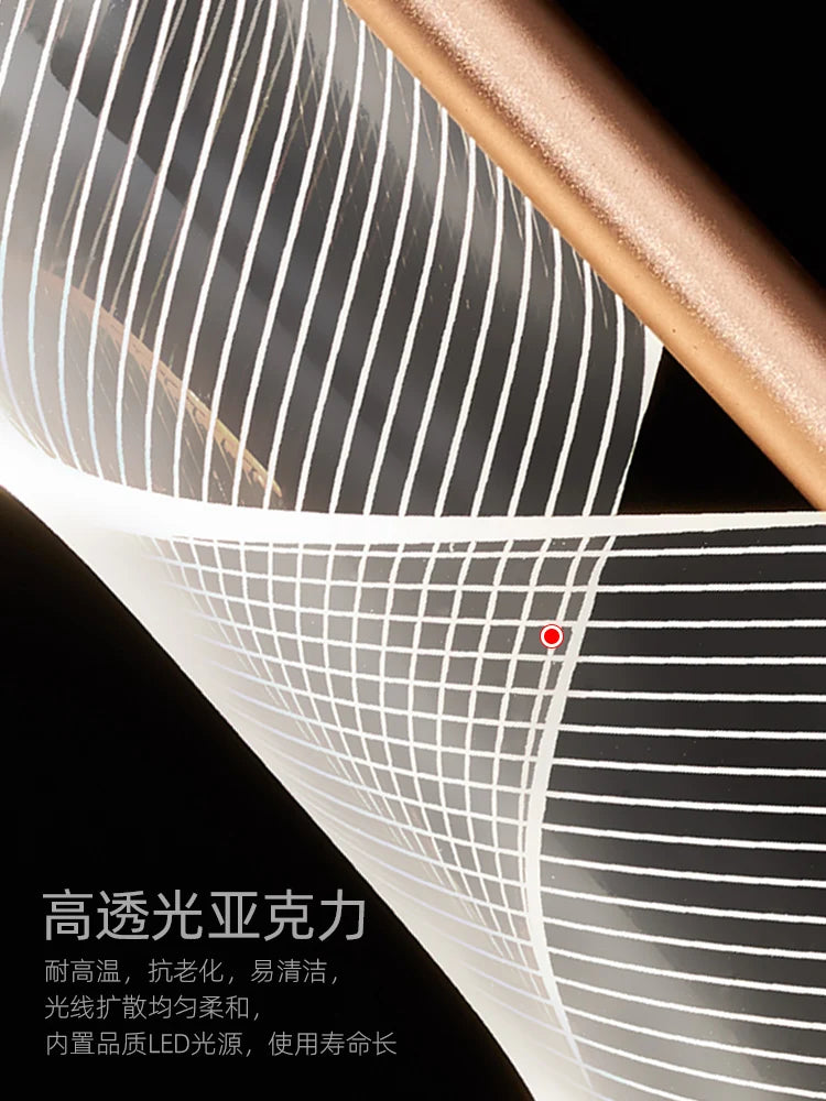 lustre led moderne spirale longue ligne nordique duplex luxueuse - vue 7 sur 13