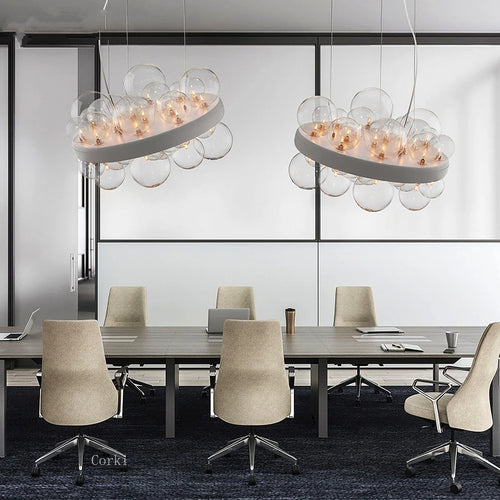 lustre en verre transparent design moderne pour décoration intérieure - vue 4 sur 8