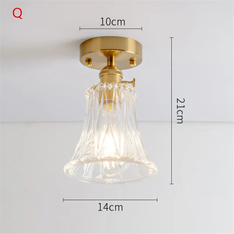 Plafonnier en verre nordique rétro Loft Vintage plafonnier salle à manger couloir moderne cuivre E27 plafond abat-jour en verre - vue 20 sur 26
