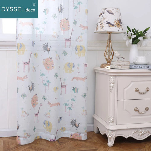 Rideau chambre enfant tulle animaux style européen - vue 2 sur 10