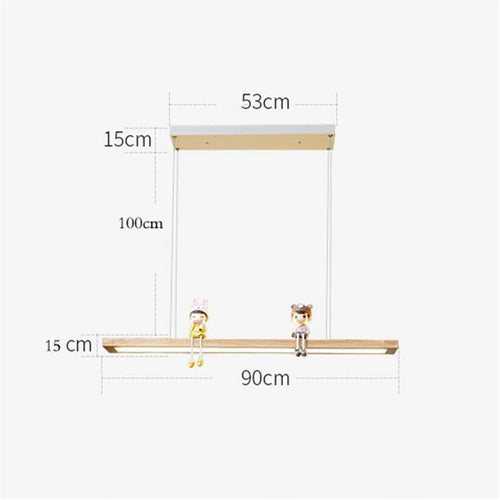 Nordic minimalist creative wooden LED pendant light - vue 7 sur 10