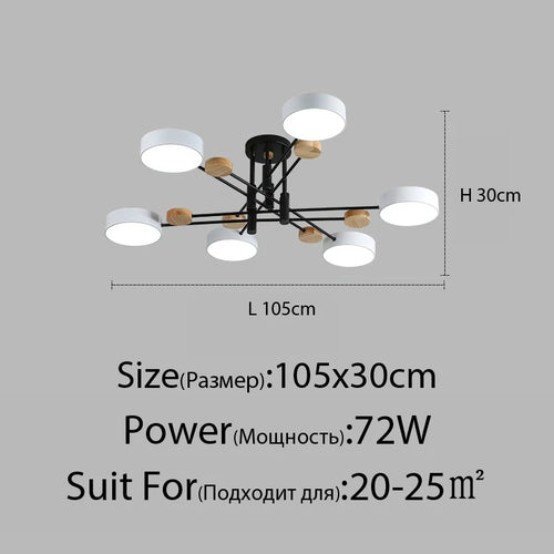 Contemporary nordic LED chandelier in minimalist wrought iron - vue 12 sur 15