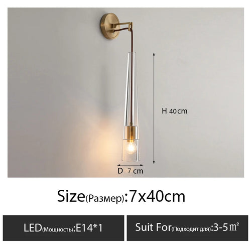 Nordic crystal and copper modern minimalist wall light - vue 11 sur 12
