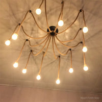 Vintage industrial hemp rope pendant light