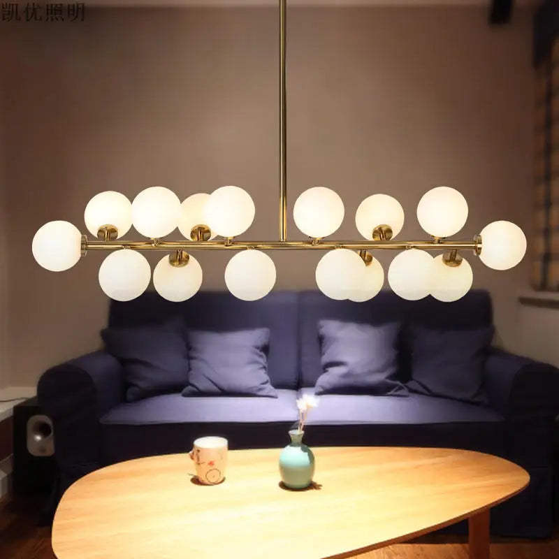 lustre doré avec Boule de verre corps doré créative - vue 6 sur 7