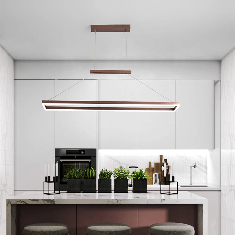 lustre moderne rectangulaire éclairage LED pour restaurant - vue 5 sur 8