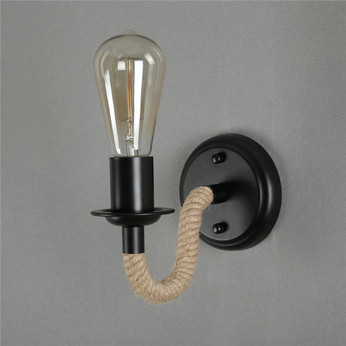 American vintage retro hemp rope wall light - vue 4 sur 6