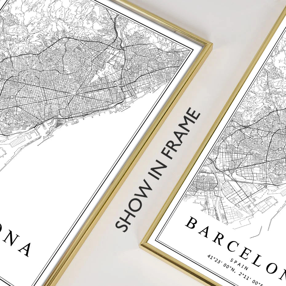 carte artistique des villes espagnoles pour décoration intérieure - vue 6 sur 12