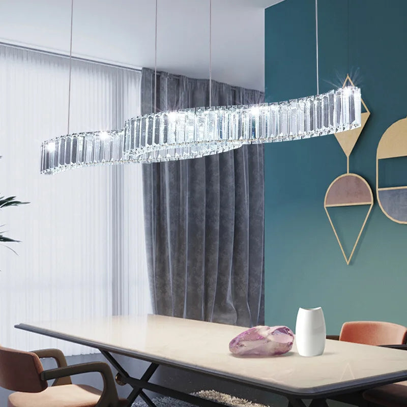 lustre led en bande de cristal design moderne simple et créatif - vue 4 sur 8