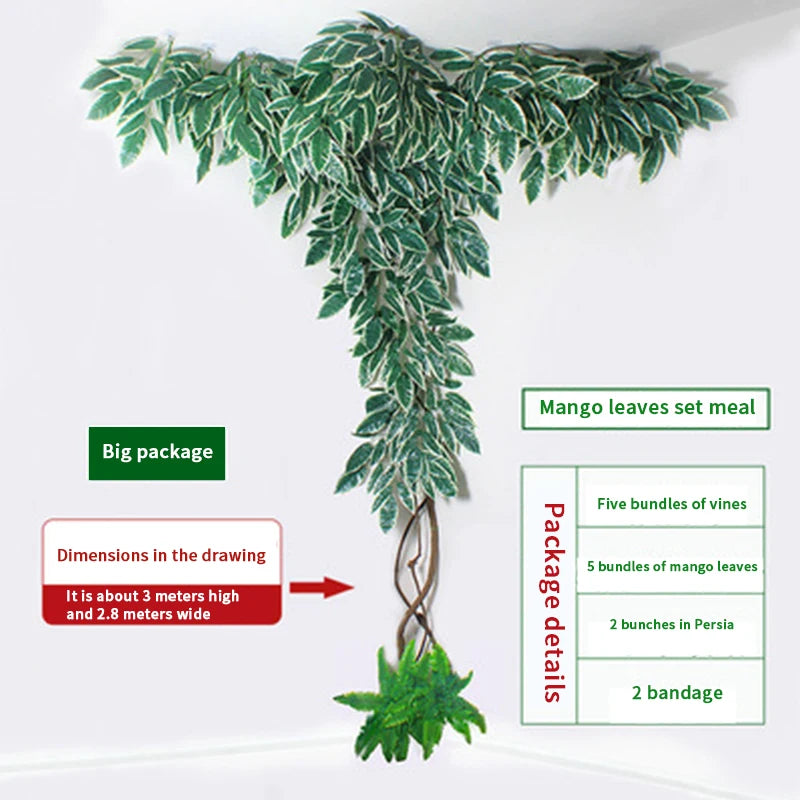 Artificial green plants winding vines, simulated banyan branches, everlasting banyan tree interior decoration, living room, home - vue 18 sur 18