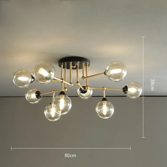 lustre moderne en verre avec éclairage décoratif design contemporain - vue 11 sur 12