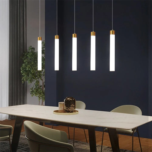 Nordic minimalist long tube acrylic LED pendant light - vue 3 sur 10