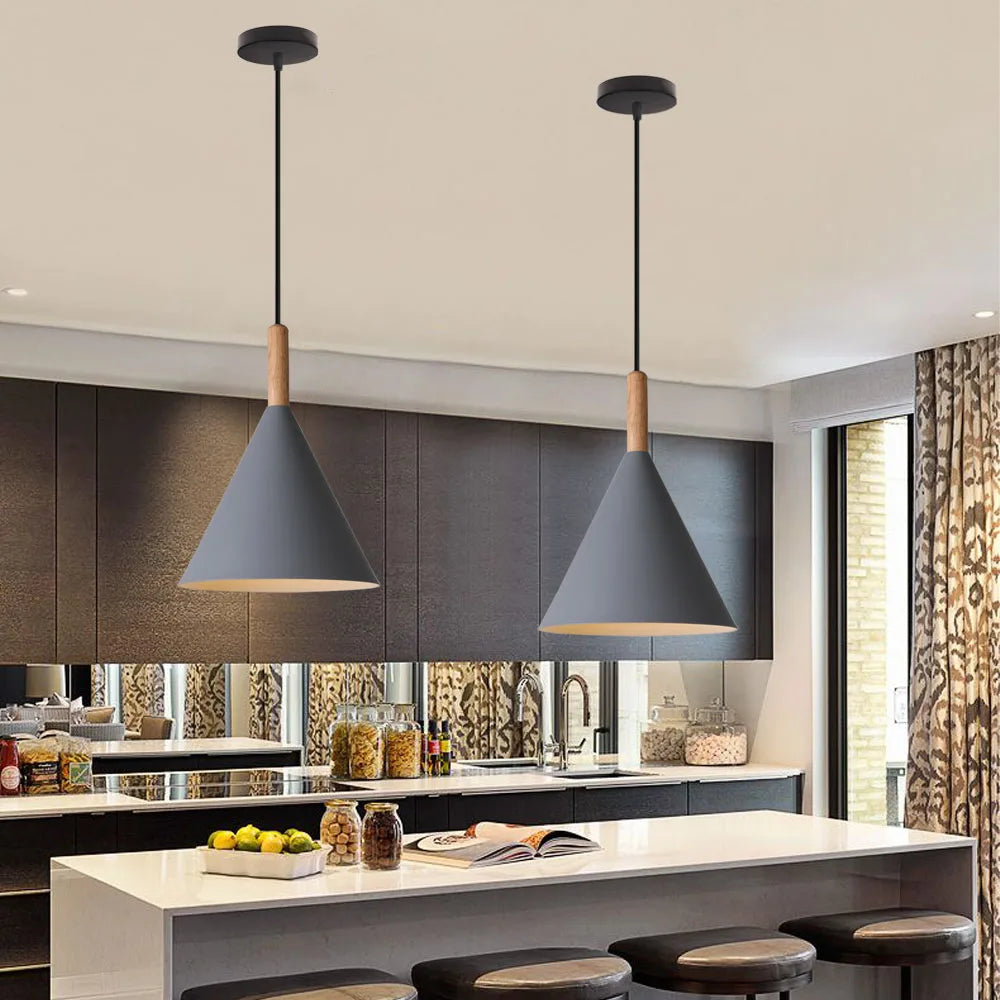 lampe led suspendue en bois design nordique moderne décorative - vue 6 sur 10