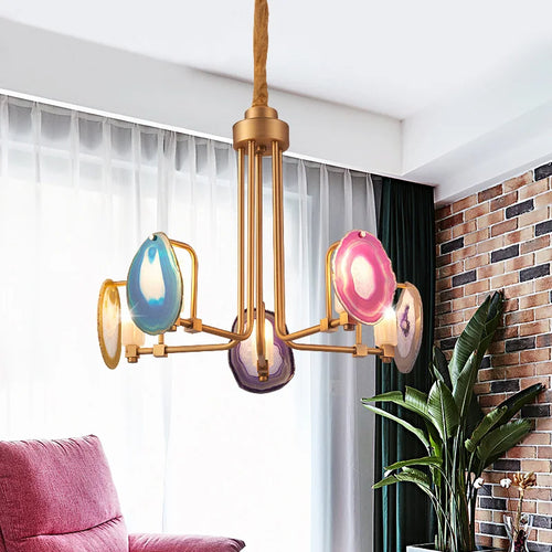 Lustre créatif nordique en Agate à deux niveaux - vue 6 sur 9