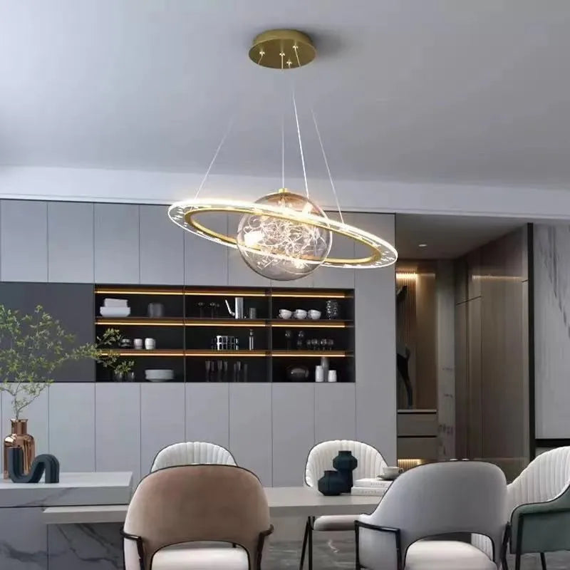 lustre led style post-moderne acrylique étoilé pour maison - vue 6 sur 9
