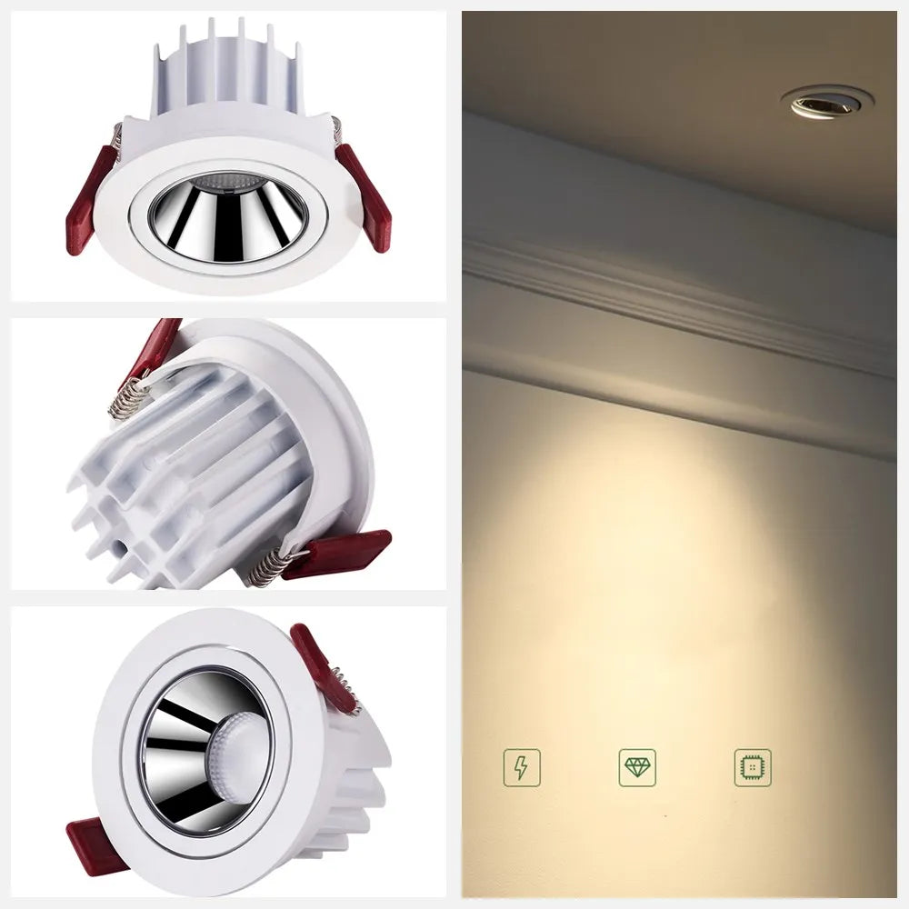 plafonnier encastré moderne en aluminium anti-éblouissement réglable pour intérieur - vue 5 sur 8