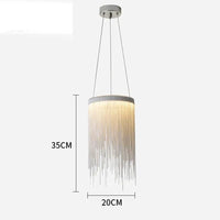 lustre moderne en aluminium avec pampilles rondes et éclairage led