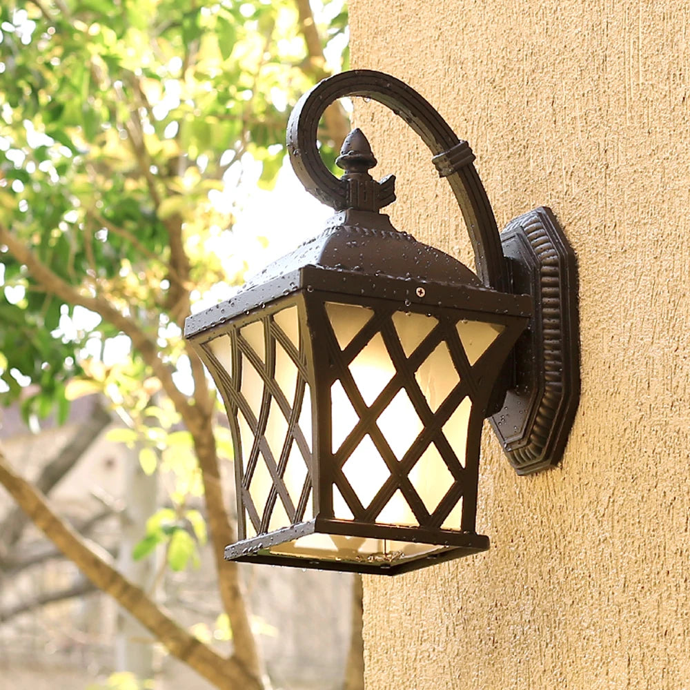 SANDIY luminaires muraux extérieurs lampe de porche Vintage applique rétro noir + verre pour Villa balcon allée jardin éclairage extérieur - vue 6 sur 6