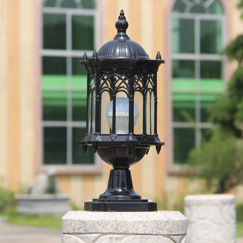 Retro outdoor pillar lamp for landscape lighting - vue 3 sur 8