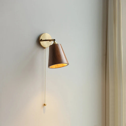 applique murale nordique moderne iwhd en bois à led avec chaîne à tirer