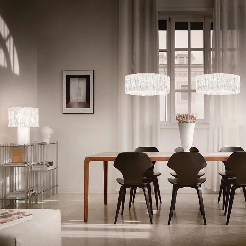 lustre nordique acrylique rond en acier inoxydable moderne - vue 5 sur 10